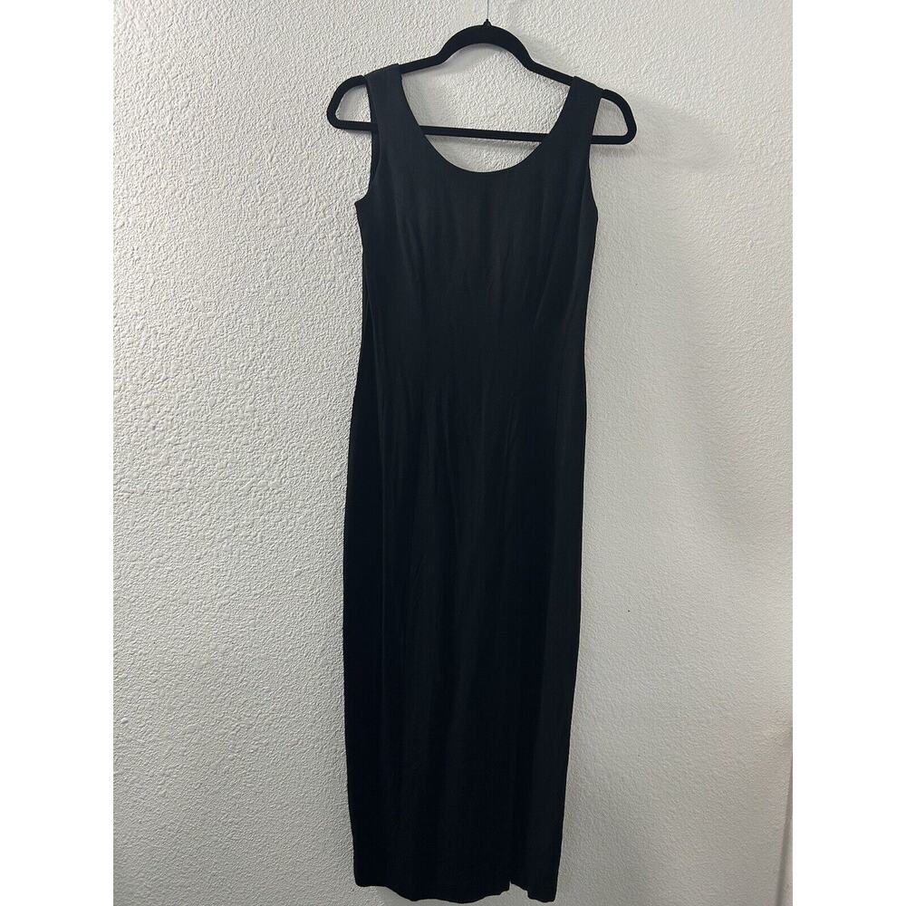 Vintage 90s Y2K S.L. Fashions Sleeveless Midi Dress Size 8 Black Corporate Goth